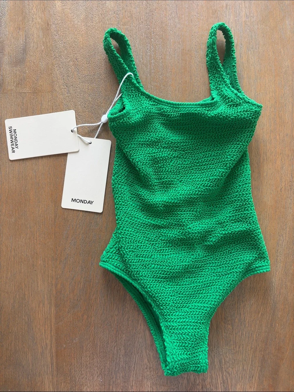 Monday Swimwear Sardinia One Piece KIDS 2T - Green Crinkle NWT
